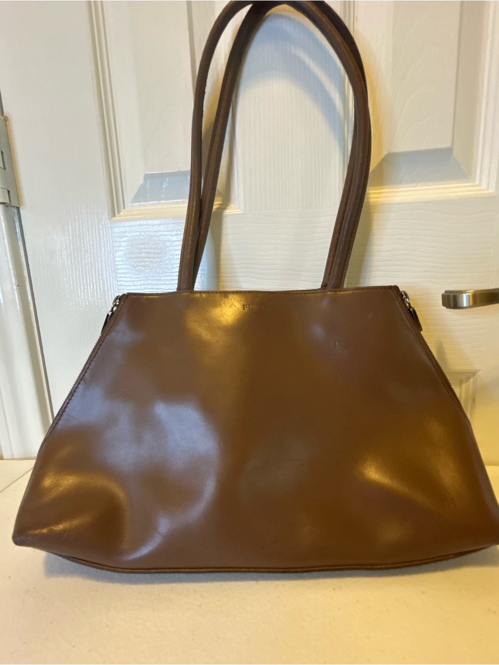 Structured Brown Shoulder Bag with Double Straps